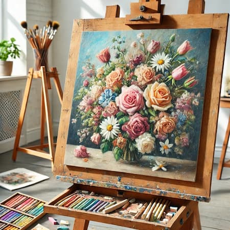 Pintar flores con pastel